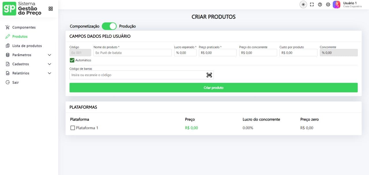 Sistema ficha técnica de produtos e vendas